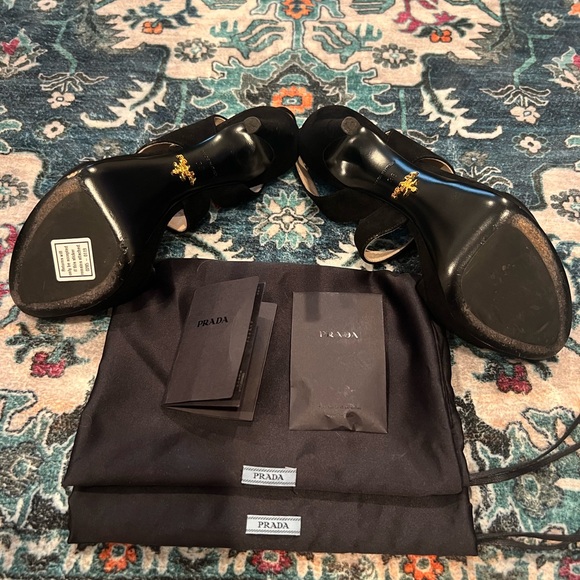 PRADA Black Suede Platform Slingback Sandals Size 38 or 8 - Picture 3 of 8